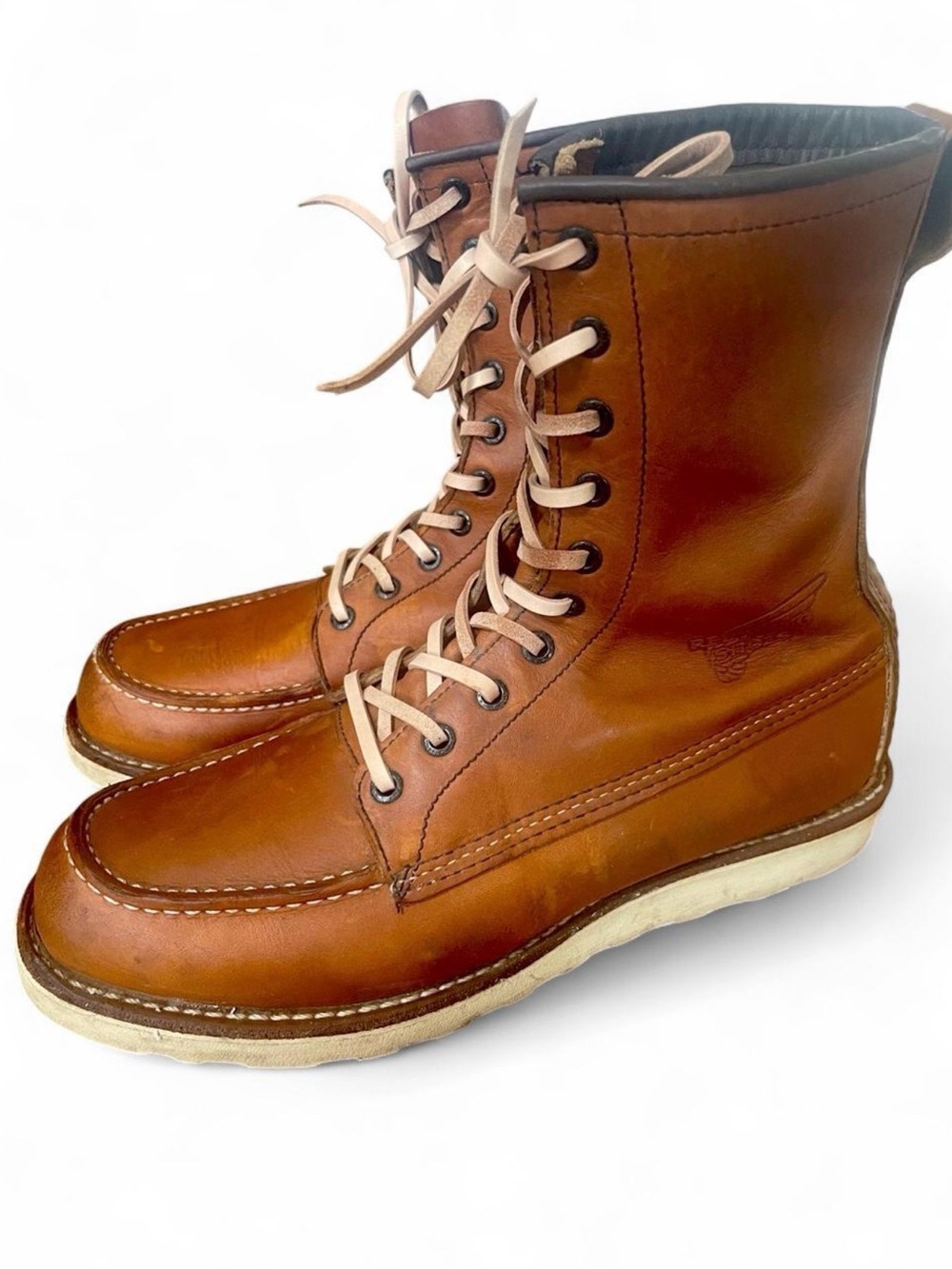 Red Wing 10877 8" Moc Toe Leather Boots Size 10D Excellent Condition